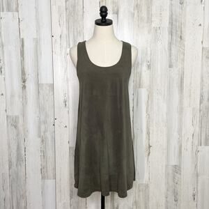 Audrey 3 + 1 Faux Suede Swing Dress Shift Sleeveless Mini Vegan Size S